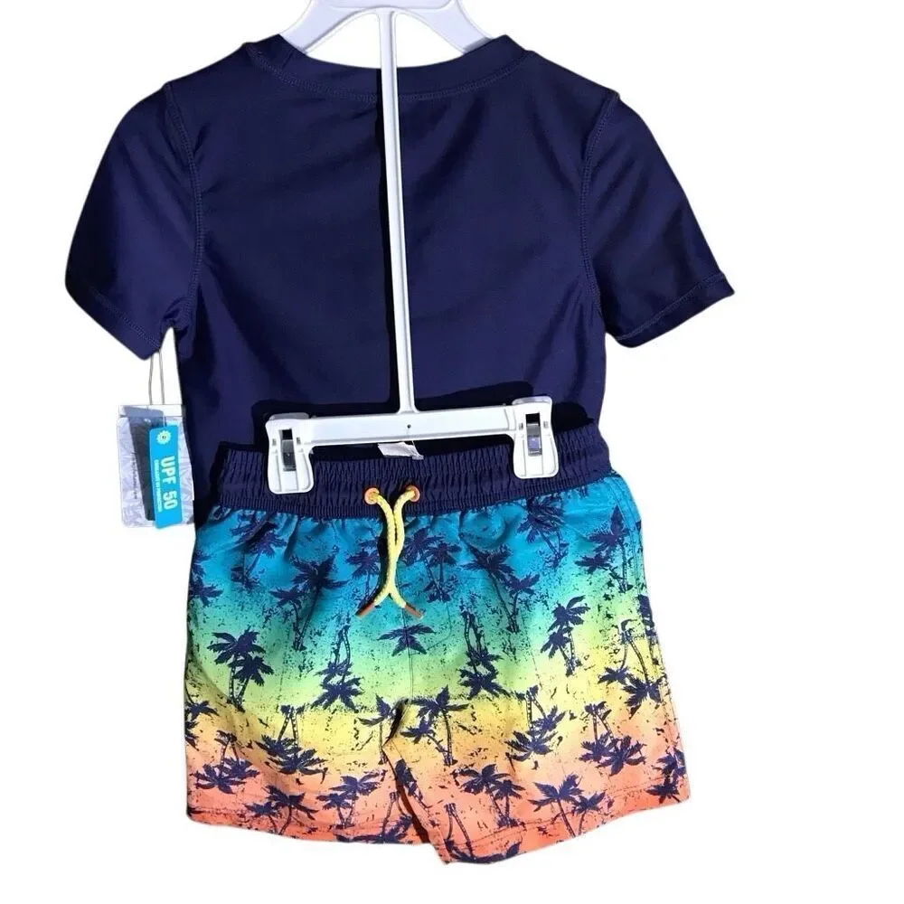 Tommy Bahama boys swim set shirt trunks new with tags SZ XS blue Tropical print